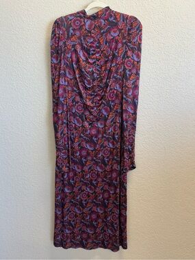 Tanya Taylor Purple Floral Maxi Dress with Red Accents